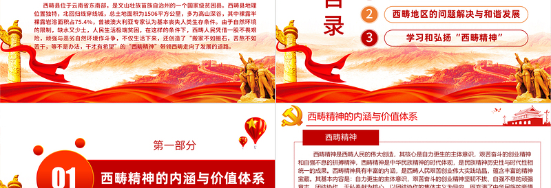 简洁实用大气简约弘扬新时代西畴精神党课PPT
