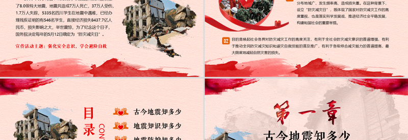 时尚大气原创512防灾减灾日地震安全教育主题班会-版权可商用