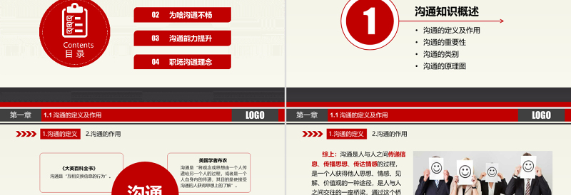 简约大气原创沟通技巧PPT沟通技能PPT模板设计-版权可商用