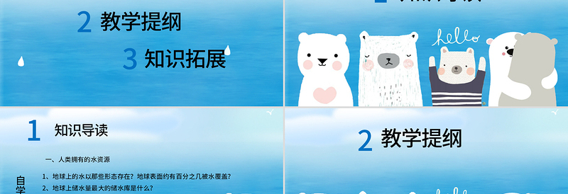简洁实用爱护水资源小学语文课件PPT模板