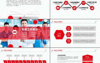 时尚大气红色微立体风格医院工作总结汇报PPT模板