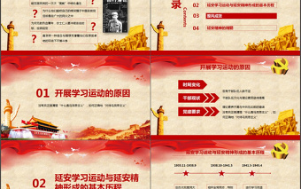 简洁大气红色革命精神学习延安精神PPT模板