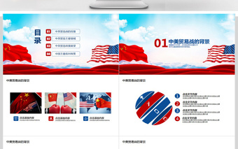 简洁实用中美贸易战动态PPT模版