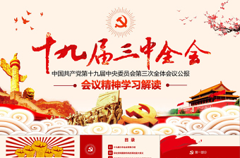 大气简洁2019十九届三中全会PPT模板