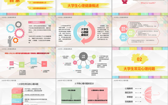 时尚大气彩色多彩大学生心理健康培训精神讲座公益宣传ppt模板