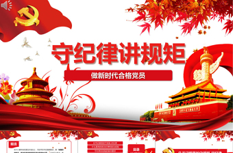 时尚大气新时代合格党员守规矩讲纪律PPT模板
