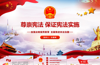 时尚大气党课培训尊崇保证保障宪法实施聚焦两会新宪法修改党政党建PPT模板