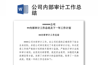优秀公司内部审计工作总结