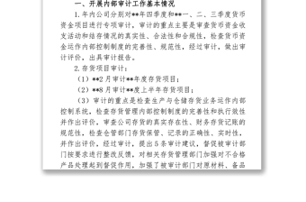 优秀公司内部审计工作总结