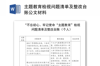 实用主题教育检视问题清单及整改台账公文材料