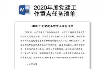 精品度党建工作重点任务清单