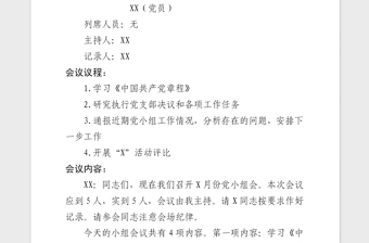 精品党小组会会议记录模板