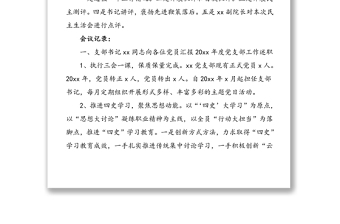精品x月xx党支部党员大会记录范文