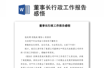 优质董事长行政工作报告感悟