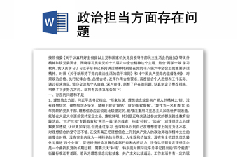 优质政治担当方面存在问题