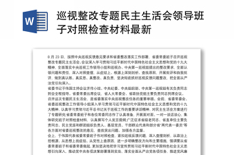 通用巡视整改专题民主生活会领导班子对照检查材料最新