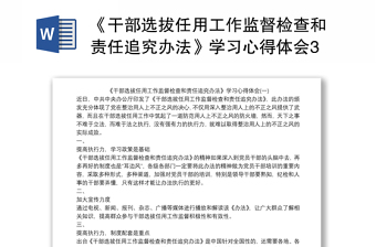 精选《干部选拔任用工作监督检查和责任追究办法》学习心得体会3篇
