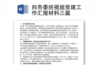 实用向市委巡视组党建工作汇报材料三篇