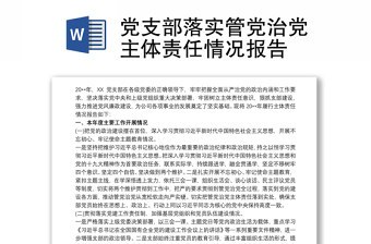 实用党支部落实管党治党主体责任情况报告