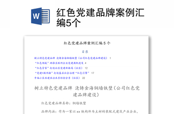 优秀红色党建品牌案例汇编5个