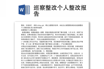 精品巡察整改个人整改报告
