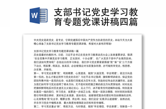 实用支部书记党史学习教育专题党课讲稿四篇