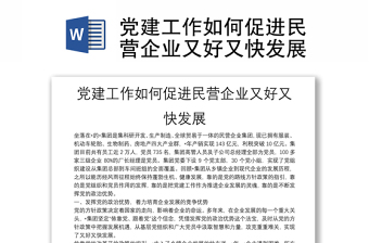 全新党建工作如何促进民营企业又好又快发展