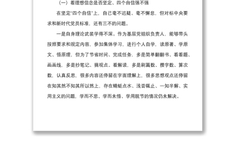 优质社区党支部书记2021年度组织生活会个人对照检查材料范文