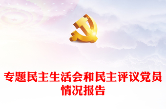 精品专题民主生活会和民主评议党员情况报告