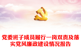 全新党委班子成员履行一岗双责及落实党风廉政建设情况报告