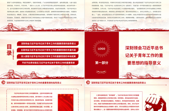 新时代党的青年工作的根本遵循PPT大气党建风深入学习贯彻习近平总书记关于青年工作的重要思想专题党课课件