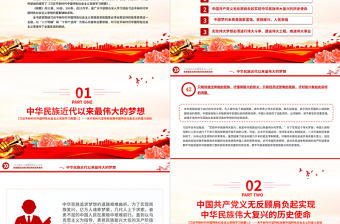 时尚大气实现中华民族伟大复兴的中国梦PPT精美大气习近平新时代中国特色社会主义思想学习纲要系列党课课件之五