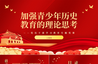 加强青少年历史教育的理论思考PPT大气精美风党员干部学习教育专题党课课件