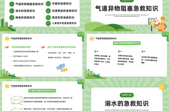 学会急救知识守护生命安全PPT卡通风中小学生急救知识培训课件模板下载