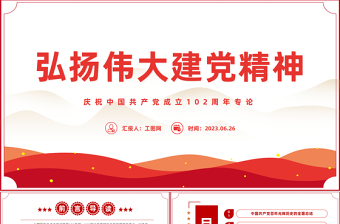 弘扬伟大的建党精神PPT红色建党风迎七一建党102周年专题党课课件模板下载