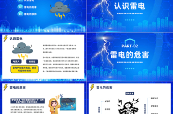 防雷电安全教育PPT卡通风夏季预防雷电知识安全教育培训讲座课件模板