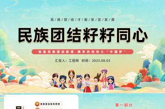 民族团结籽籽同心PPT国潮风民族团结主题班会课件模板下载
