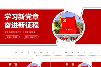 2025学习贯彻新党章赓续奋进新征程PPT精美实用学习二十大精神党员讲党课活动课件下载