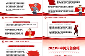 大气简洁五个共同PPT精美时尚2023中美元首会晤共同努力浇筑中美关系的五根支柱课件