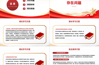 红色简洁专题组织生活会个人对照检查材料PPT红色党政风主题教育专题党课课件