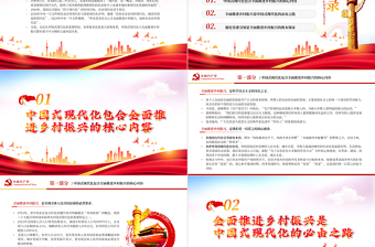 2025强化党建引领全面推进乡村振兴PPT精美风党员干部学习教育专题党课课件模板