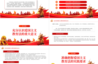 红色质感精美风深入学习《中华人民共和国爱国主义教育法》PPT党课课件