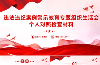 简洁大气违法违纪案例警示教育专题组织生活会个人对照检查材料PPT