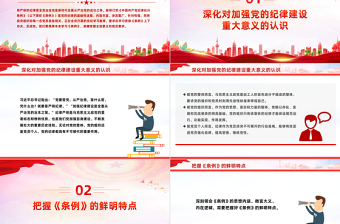 红色庄严争当学纪知纪明纪守纪模范 PPT党建风学习贯彻《中国共产党纪律处分条例》微党课