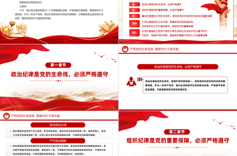 红色光效党纪学习教育党课PPT精美简洁严明党的纪律规矩展新时代干部风貌微党课
