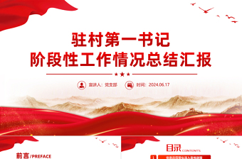 大气精美驻村第一书记阶段性工作情况总结汇报PPT模板