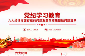 党纪学习教育六大纪律方面存在的问题及整改措施整改问题清单PPT下载