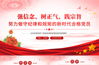 大气时尚强信念树正气践宗旨之努力做守纪律和规矩的新时代合格党员PPT