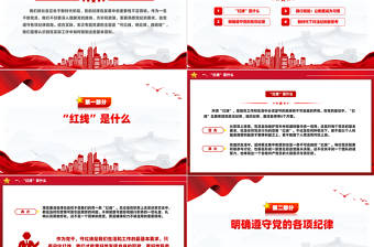 简洁大气守红线明纪律践规矩PPT党纪学习教育专题课件下载