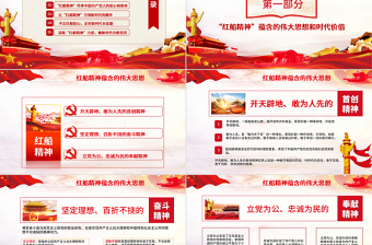 优秀原创红船映初心学习红船精神党课PPT模板红色精神-版权可商用